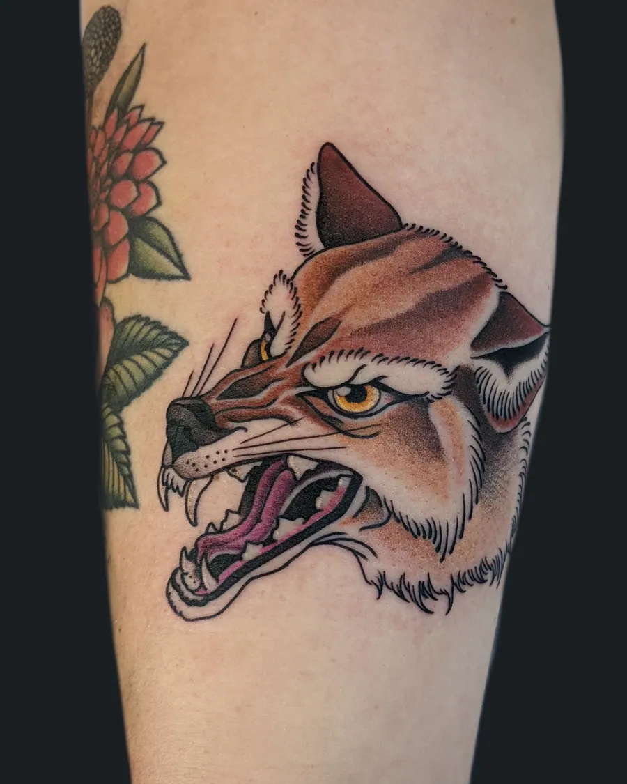 Neo-traditional fierce coyote tattoo by English Cousins, Nashville